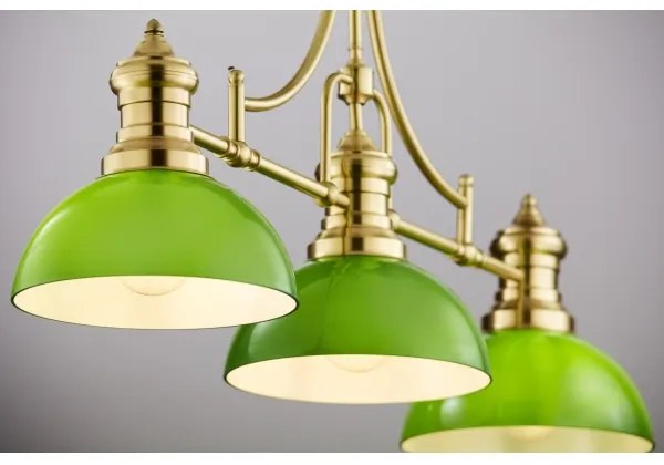Lustră cu tijă PLATINO Jupiter 2074, 3xE27/15W/230V, verde/auriu