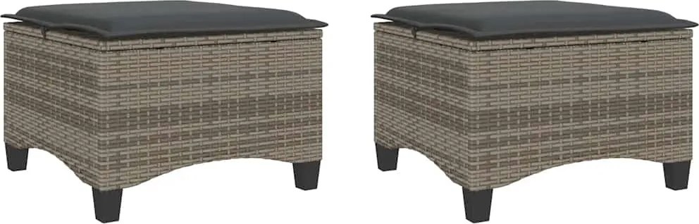 vidaXL Scaune de grădină cu perne 2 buc Gri 55x55x36 cm Poly Ratan