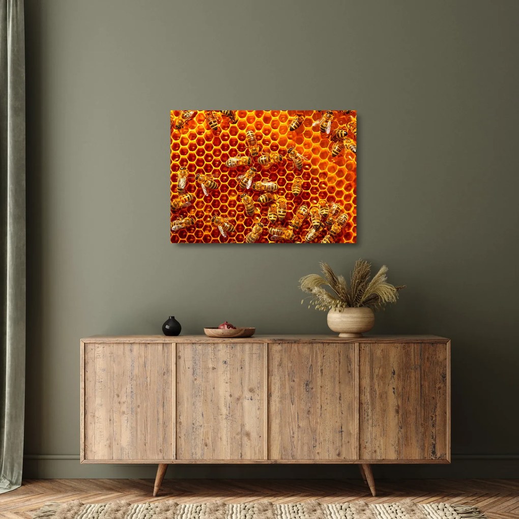 Tablou pe sticlă - Fagure de miere (70x50 cm)