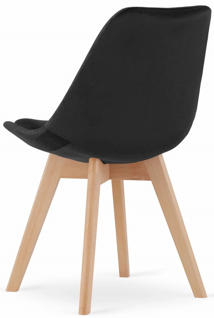 Scaun DAREN NORI VELVET negru cu picioare de fag