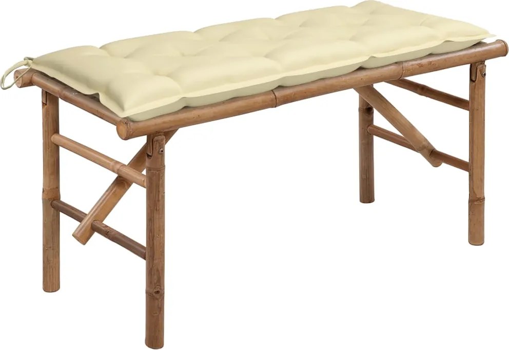 vidaXL Bancă de grădină pliabilă cu pernă, 118 cm, bambus