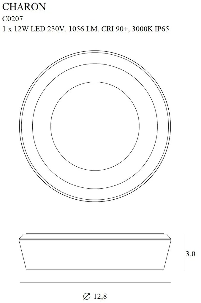 Spot aplicat LED pentru baie IP65 CHARON alb C0207 MX