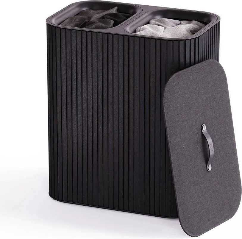 Coș de rufe negru 2x45 l din bambus Tota Luxe – Joseph Joseph