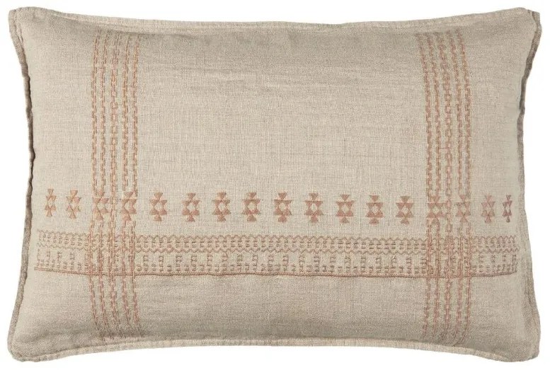 IB Laursen Fata de pernă decorativa din in LINEN 40x60 cm, maro deschis cu broderie