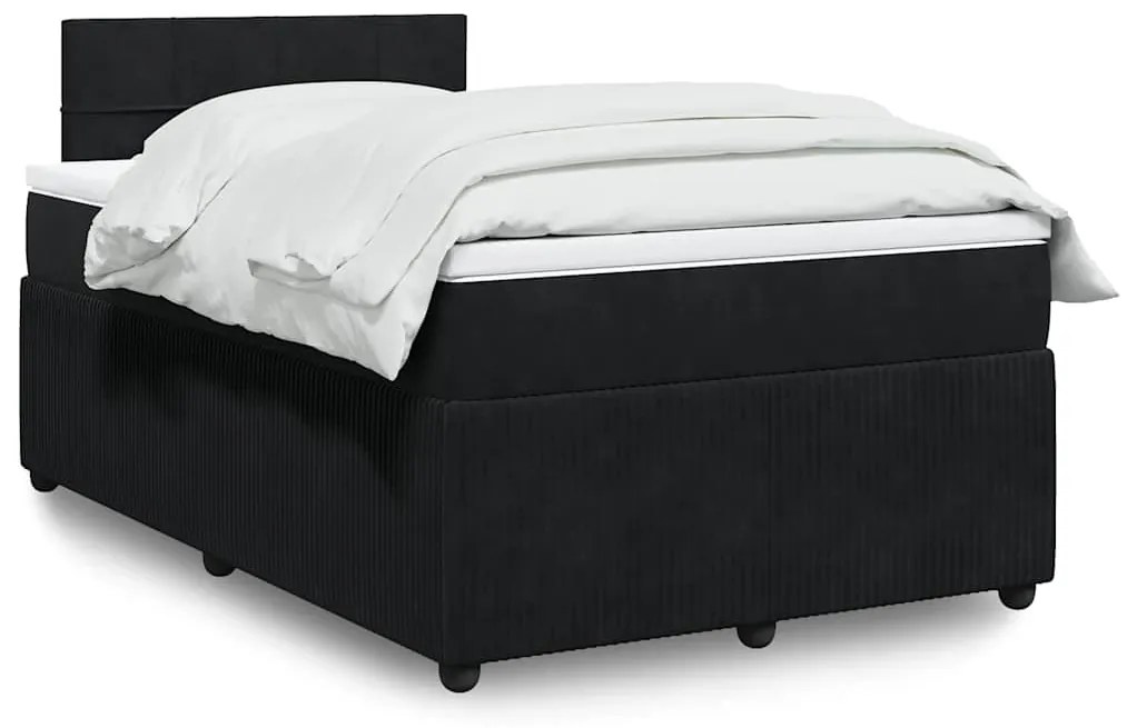 vidaXL Pat box spring cu saltea, negru, 120x200 cm, catifea