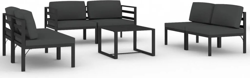 vidaXL Set mobilier de grădină cu perne, 7 piese, antracit, aluminiu