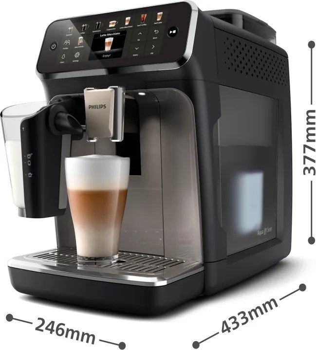 Espressor automat Philips EP5549/70 LatteGo, 1500 W, 15 bar, 1,8 l, 20 bauturi, Rasnita ceramica cu 12 trepte, TFT, AquaClean, SilentBrew, AromaExtract, ExtraShot, Negru/Bej