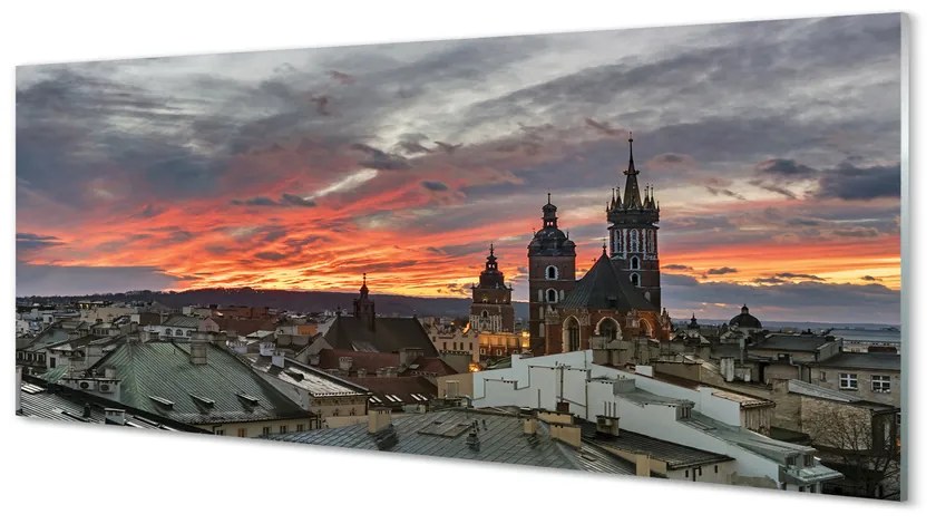 Tablouri pe sticlă Cracovia Sunset Panorama