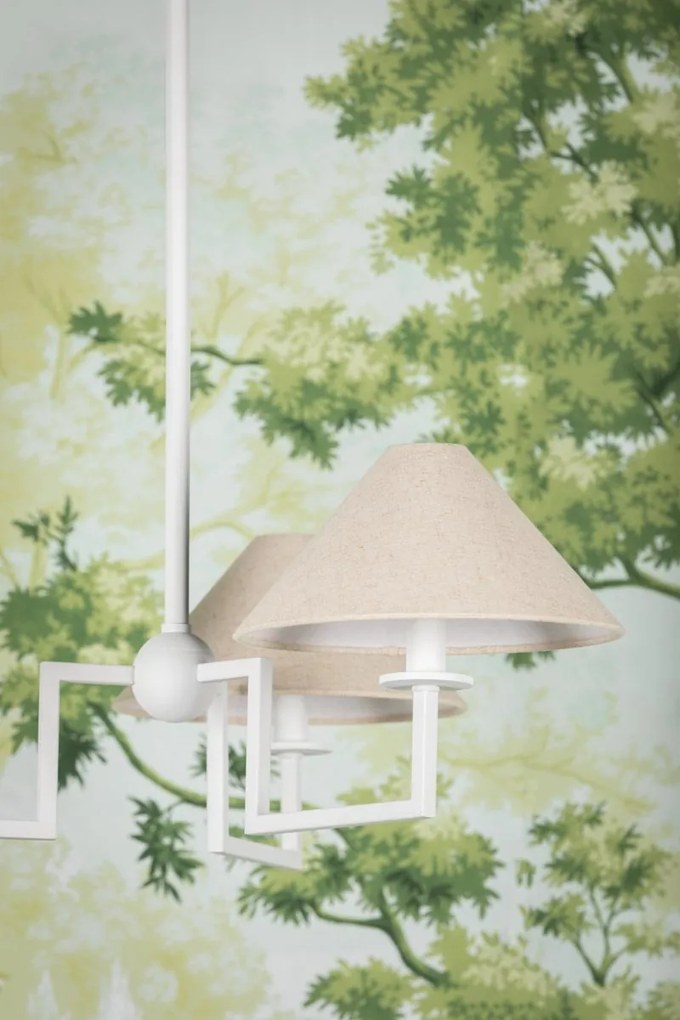 Candelabru 3 brate LUX, Metal, Alb, Abajur In, GLADWYNE