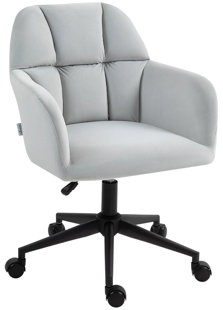Vinsetto Scaun de birou, ergonomic, reglabil în înălțime, rotativ, cu aspect de catifea, până la 120 kg, Hellgrau | Aosom Romania