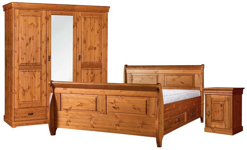 Set Dormitor Florence, Lemn Masiv, Natur