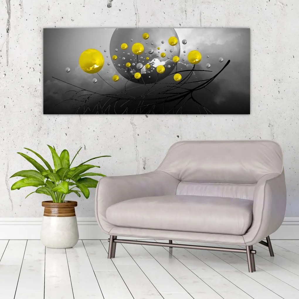 Tabloul - bile abstracte galbene (120x50 cm)