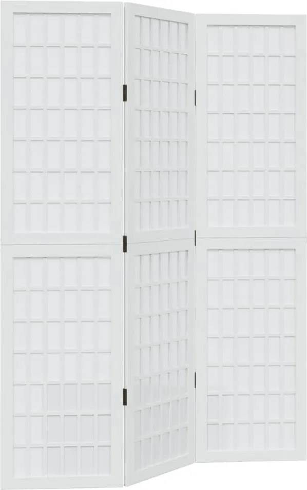 vidaXL Paravan cameră 3 panouri, alb, lemn masiv paulownia