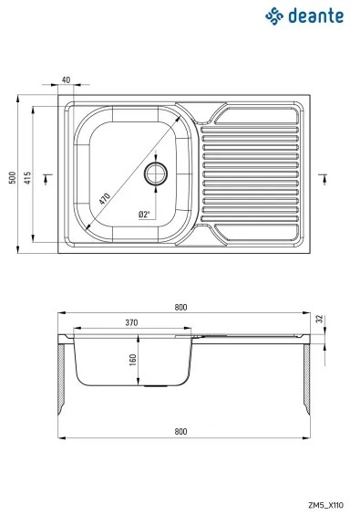 Chiuvetă de bucătărie Deante ZM5_3110 TANGO 50x80 cm decor