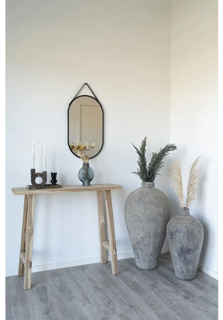 Oglindă Trapani oțel/piele artificială, neagră, 35x60