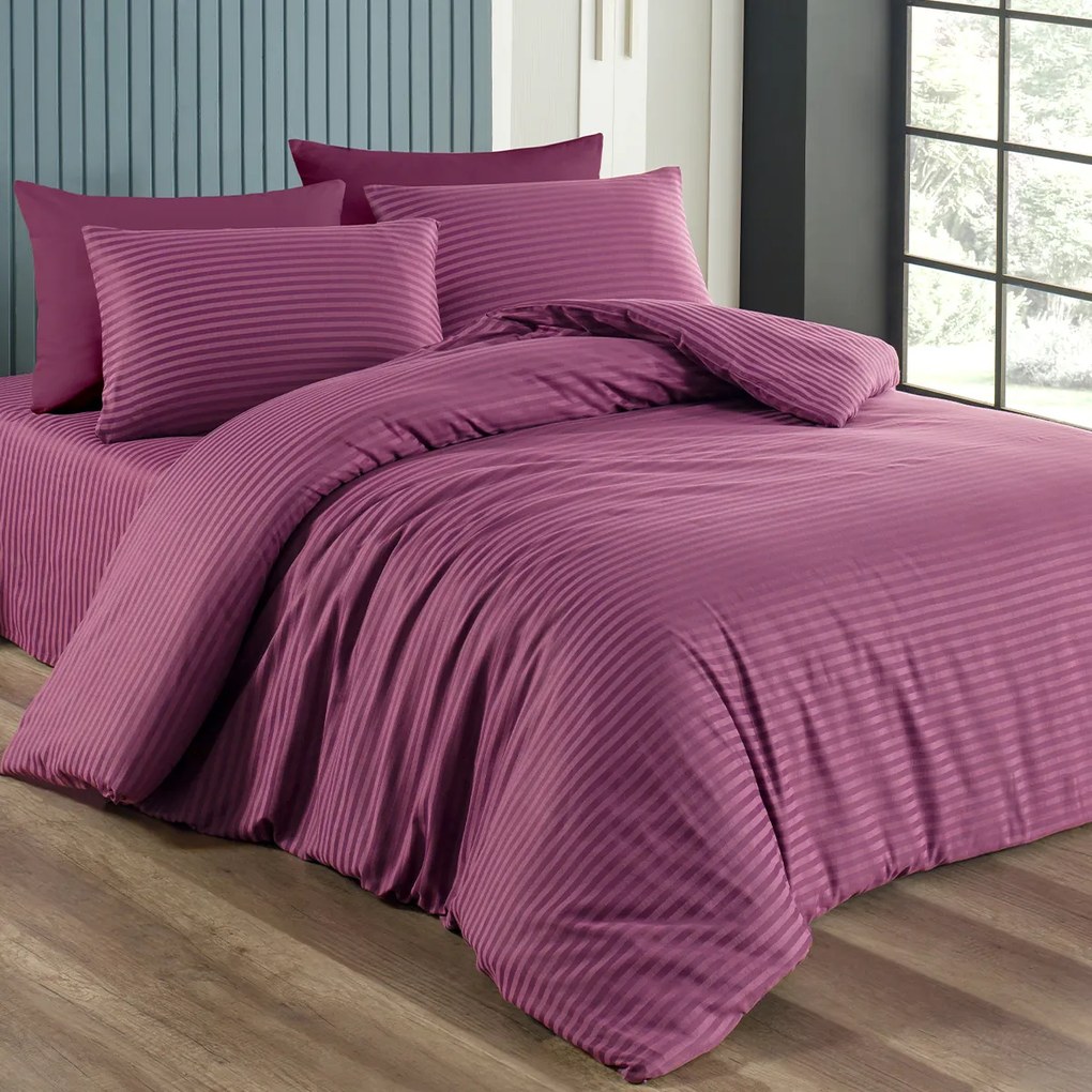 Lenjerie de pat 4Home Berry din satin , mov, 140 x 200 cm, 70 x 90 cm, mov