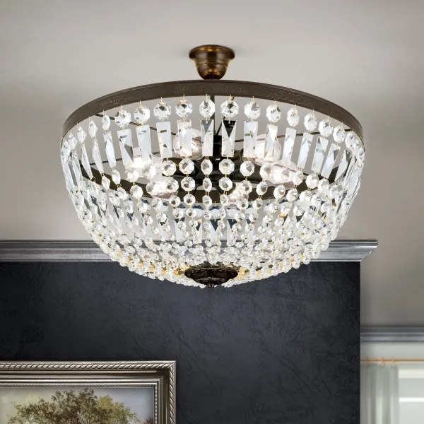 Lustră de cristal pe tijă Orion DL 7-542/6 ARILA 6xE27/60W/230V d. 60 cm maro/patină