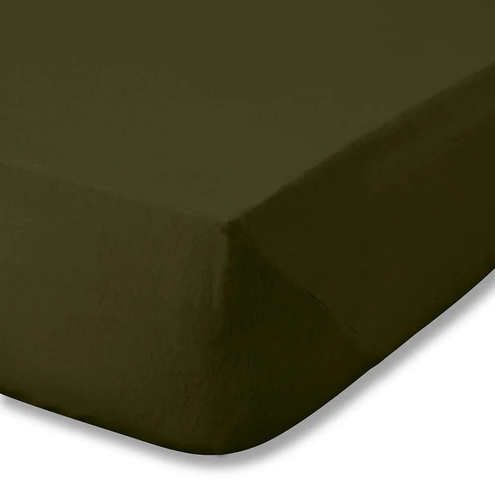 Cearceaf kaki din flanelă cu elastic 90x190 cm Brushed – Catherine Lansfield