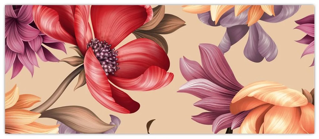 Tablou - Flori de epocă (120x50 cm)