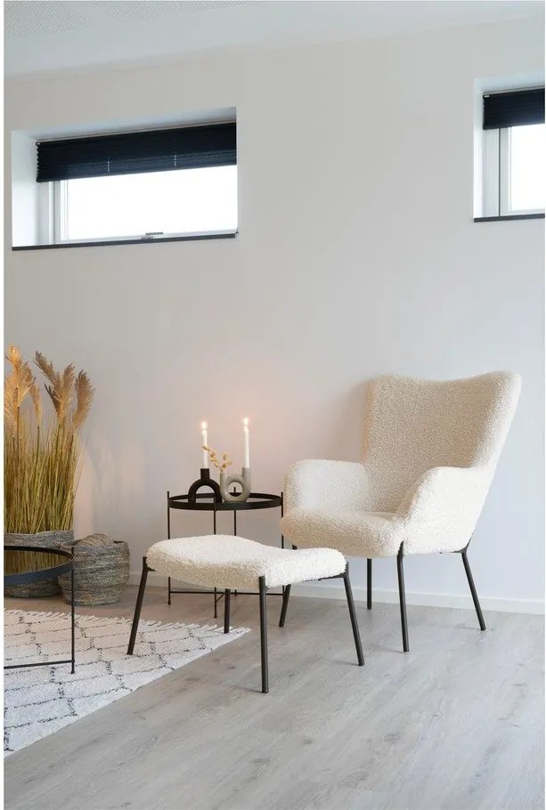 Taburet crem cu tapițerie din blană artificială Glasgow – House Nordic