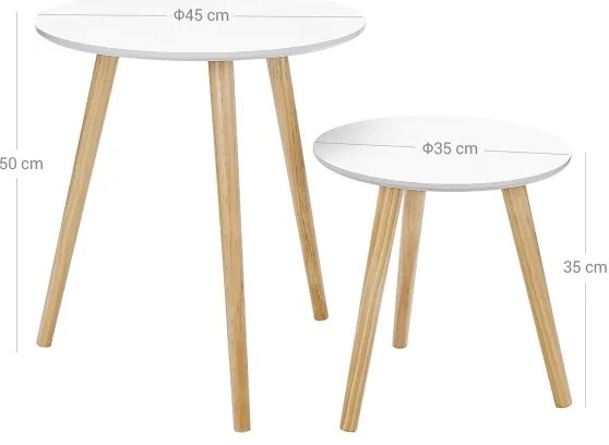 Set de 2 măsuțe laterale SERA, alb/maro