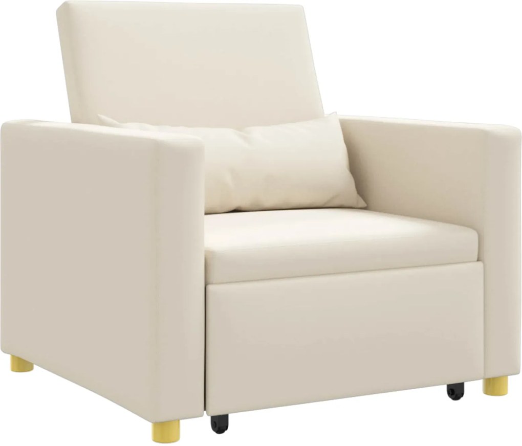 vidaXL Canapea extensibilă single Alb crem 90 x 165 x 87 cm țesătură