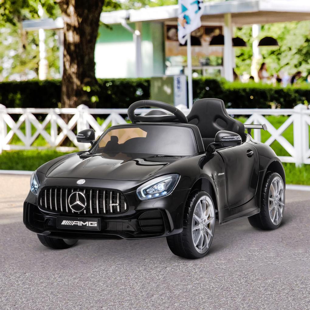 HOMCOM Mașinuță Electrică pentru Copii Mercedes Benz Licențiată 12V Control Manual sau Telecomandă Viteză 3-5km/h Negru | Aosom Romania