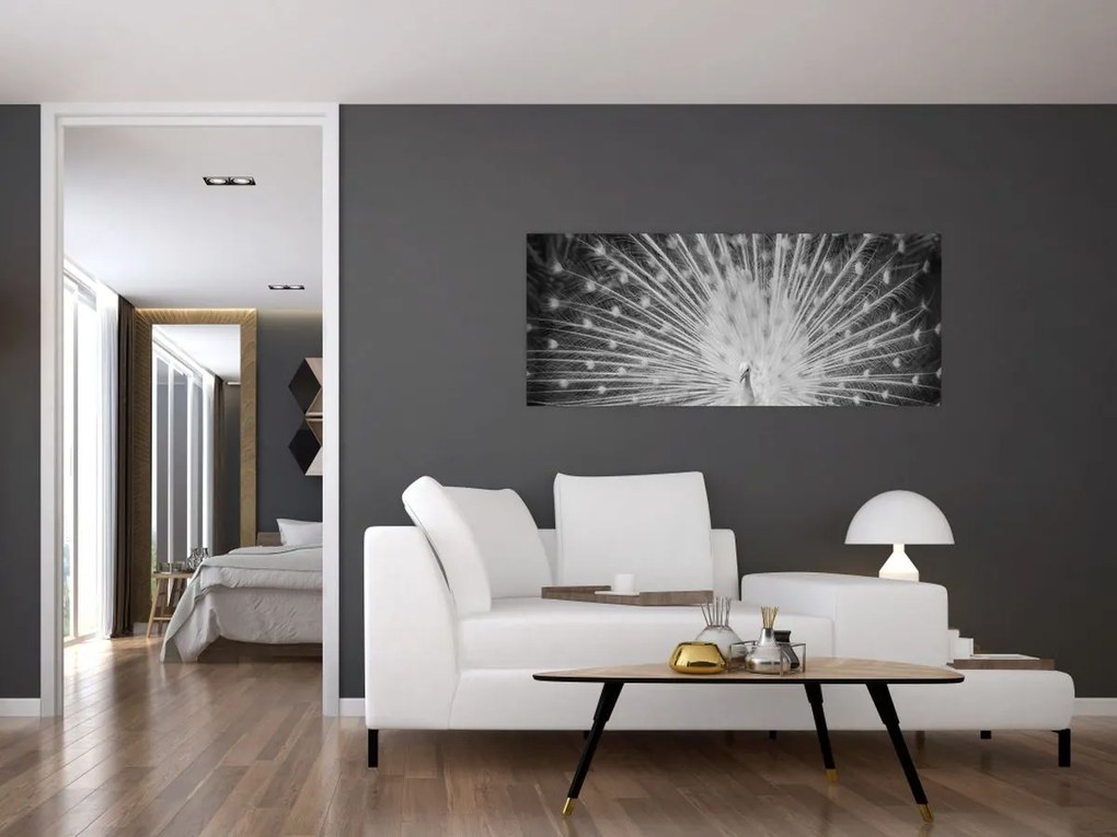 Tablou - Păun alb (120x50 cm)