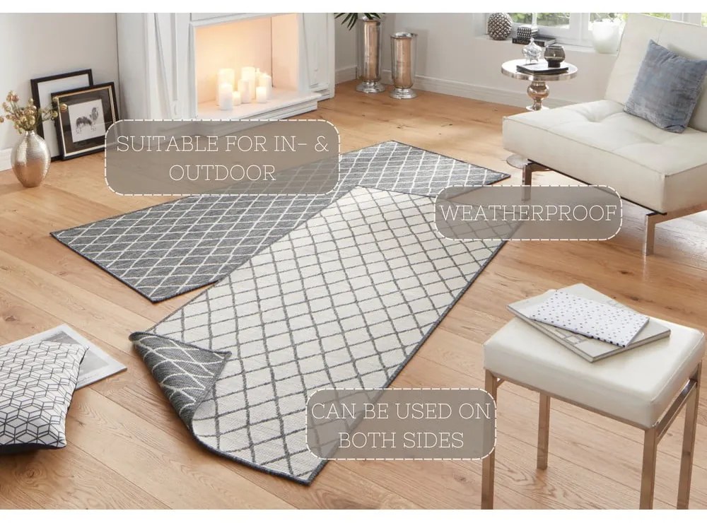 Covor adecvat pentru exterior NORTHRUGS Malaga, 80 x 350 cm, gri - crem