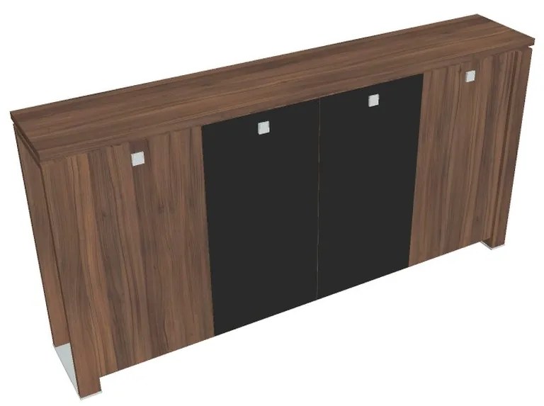Dulap mediu pentru haine Verno+ 260 x 46 x 130 cm, uși combinate, nuc / negru
