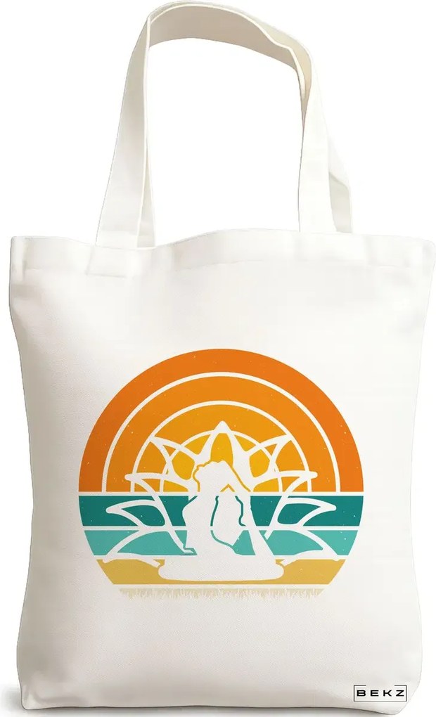 Sacosa de Panza pentru Cumparaturi, Geanta Tote Yoga 15, 38x34.5 cm, Alba, BEKZ®