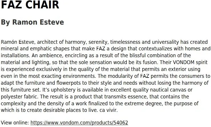 Set de 4 Scaune de exterior / interior design modern premium FAZ CHAIR 54062 Vondom