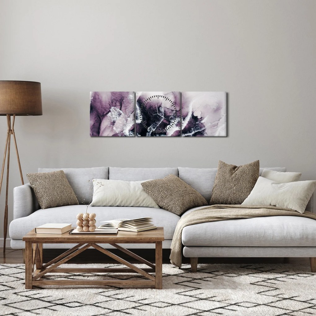 Tablou - Marmură violet N⁰2 (cu ceas) (90x30 cm)