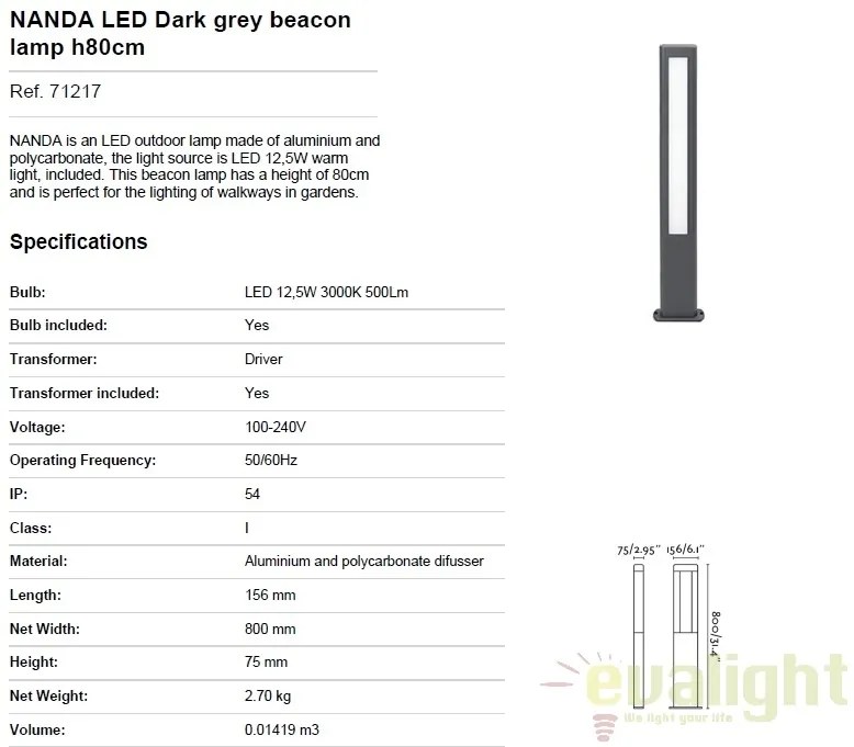 STALP LED ILUMINAT EXTERIOR NANDA H50cm 71217