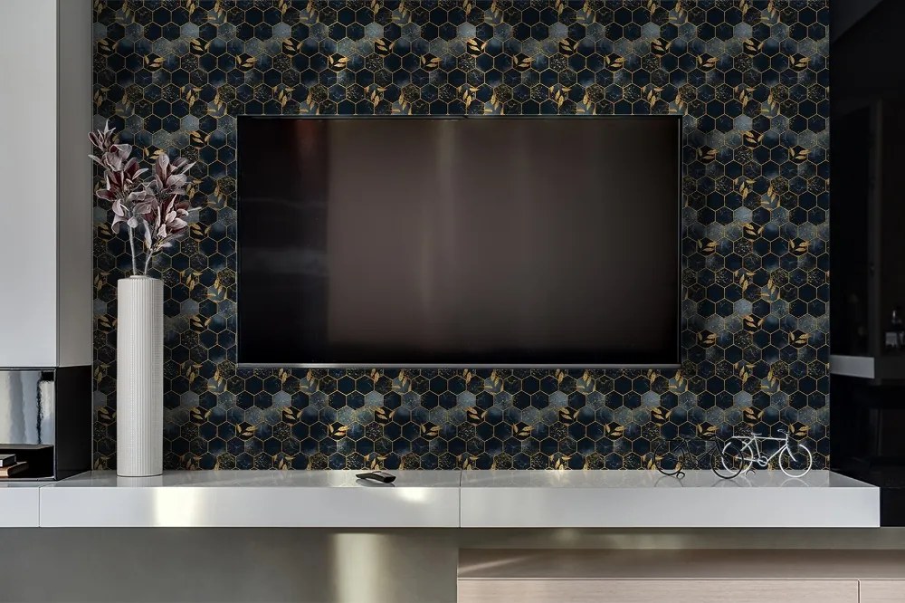 Panou decorativ pvc Frunze și hexagoane