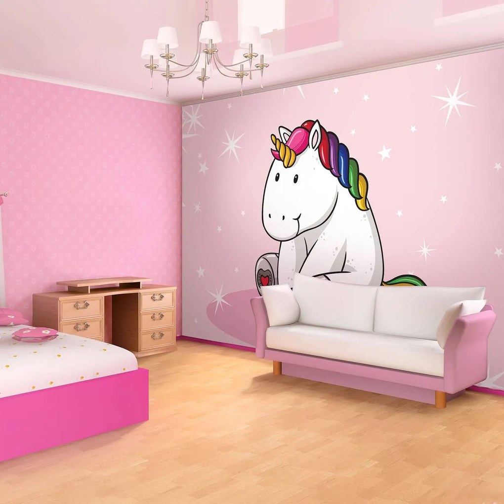 Fototapet - Unicorn - roz (152,5x104 cm), în 8 de alte dimensiuni noi