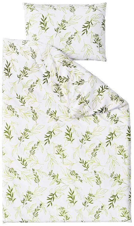 Lenjerie de pat din bumbac WILLOW LEAVES alb Dimensiune lenjerie de pat: 70 x 90 cm | 140 x 200 cm