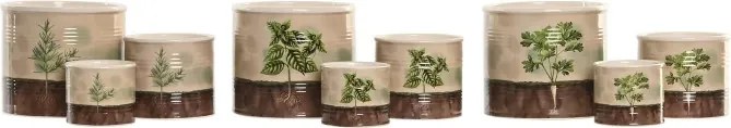 Set 3 ghivece decorative pentru plante aromatice din ceramică, 13,5×13,5×11,5 cm, „Herboria"