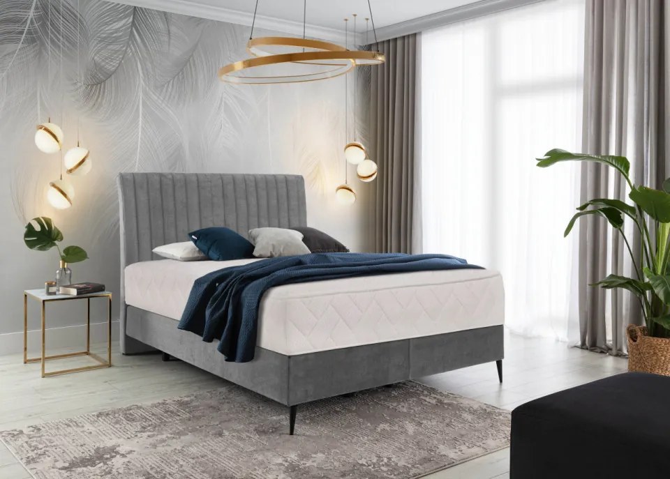 Pat tapitat, boxspring, 160x200 cm, Blanca 2, Eltap (Culoare: Cafeniu pepit)