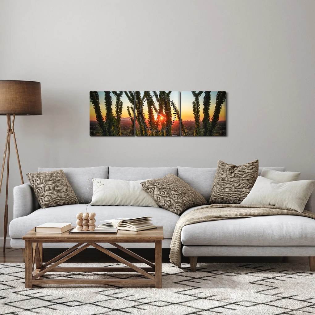 Tablou - Plante (cu ceas) (90x30 cm)