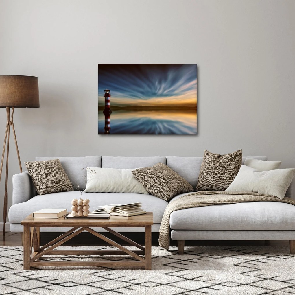 Tablou cu farul în mare (70x50 cm)