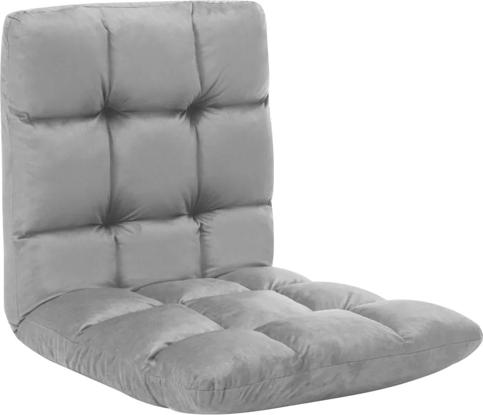 vidaXL Scaun de podea pliabil, gri deschis, microfibră