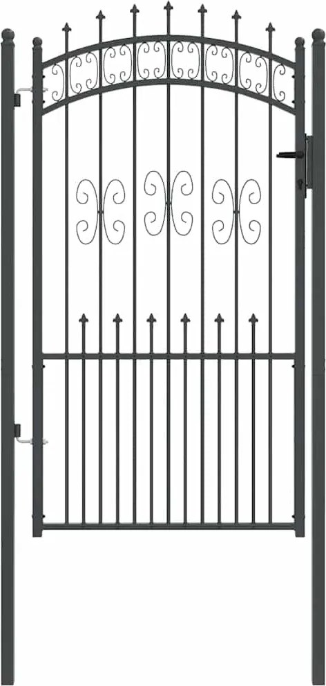 vidaXL Poartă din Gard cu Vârf de Lancă Gri 103 x 175 cm Oțel