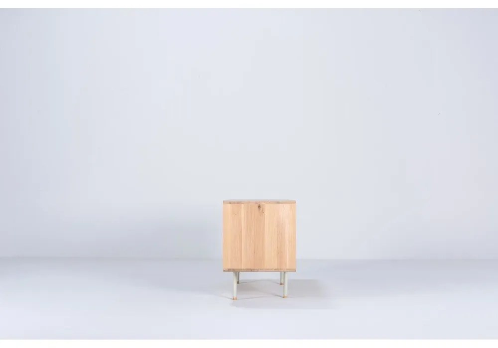 Comodă TV albă/în culoare naturală din lemn de stejar 150x64 cm Fina – Gazzda