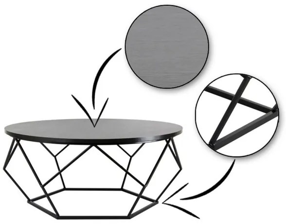 Măsuță de cafea DIAMOND 41,5x90 cm neagră