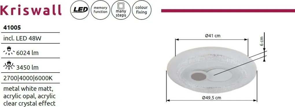 Plafoniera LED moderna KRISWALL 49,5cm