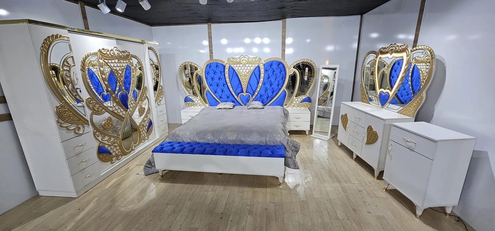 Dormitor complet Royal albastru saltea inclusa 180x200cm