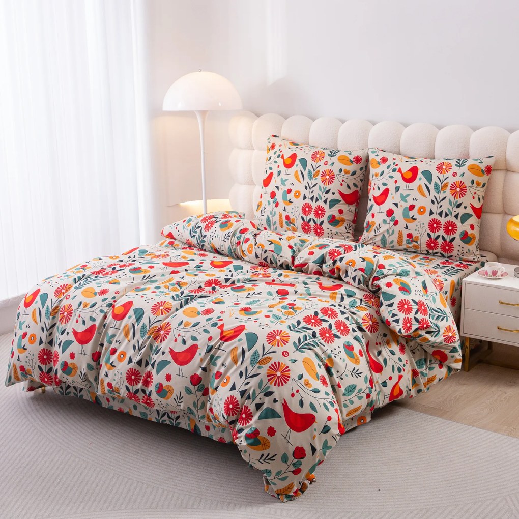 Lenjerie de pat din microfibra RETRO BIRD colorata Dimensiune lenjerie de pat: 2 buc 70 x 90 cm | 200 x 220 cm