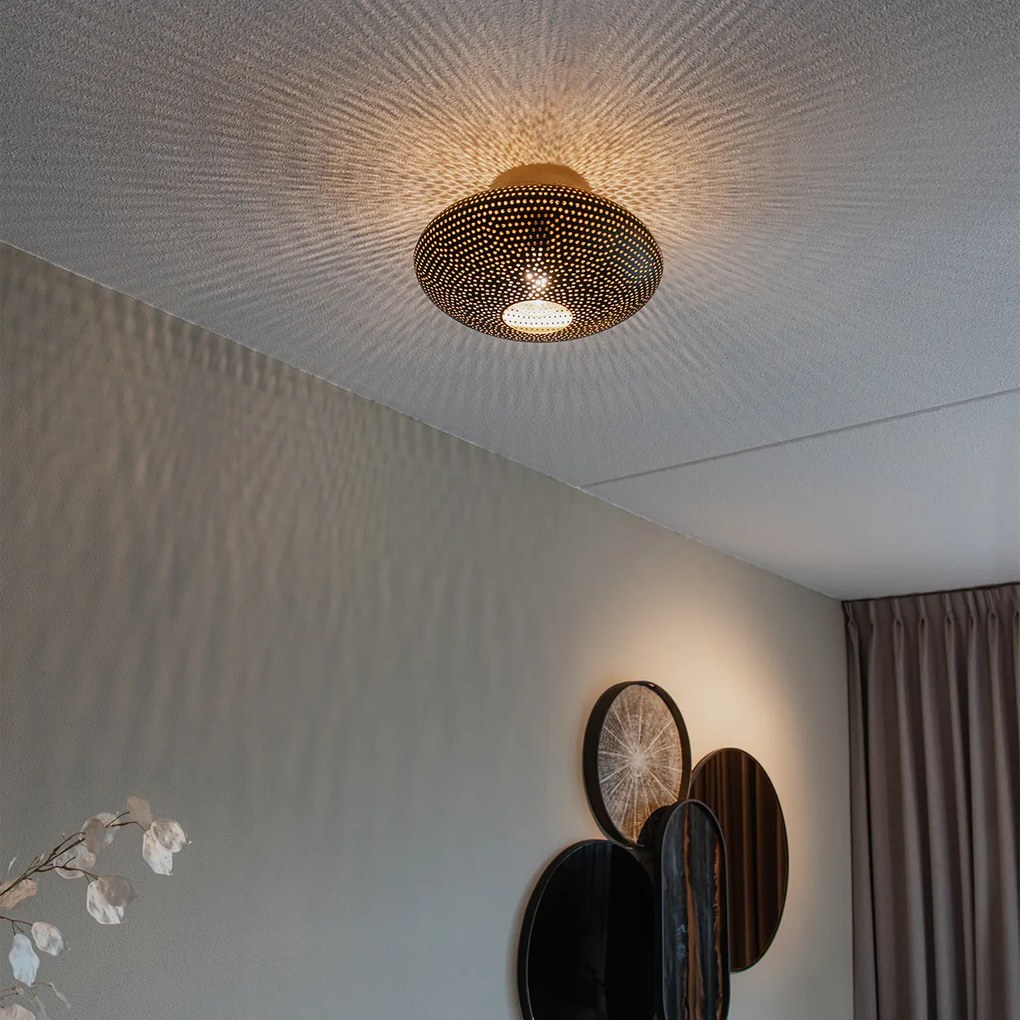 Plafoniera orientala neagra si aurie 40 cm - Radiance