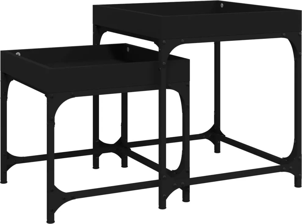 vidaXL Măsuțe laterale, 2 buc., negru, lemn compozit